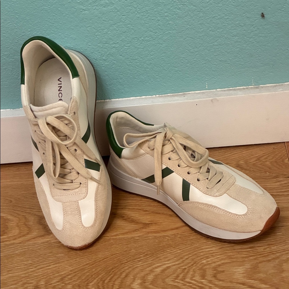 Vince Cream and Green Women's Sneakers